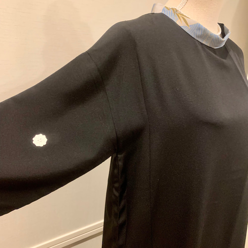 新作＊着物リメイク＊黒留袖のフォーマル衿つきAラインワンピース