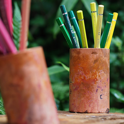 竹90°-take- 【銅の鉛筆立て、ペンスタンド】 ペンケース 鍛々-tantan