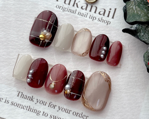 ネイルチップ　オーダー専用　バレンタイン　冬　ニット　チェック柄　マグネット c72cefebf5a5d57a721989088464a5