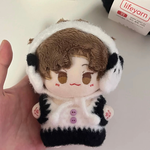 ぬい服 着せ替えぬいぐるみ用服 10cm パンダ 編み物②