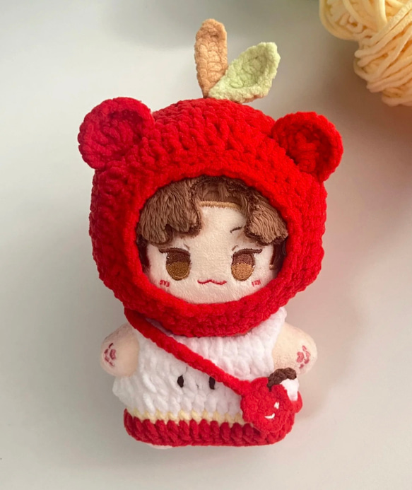 ぬい服 着せ替えぬいぐるみ用服 10cm 林檎熊 編み物⑥(ぬいぐるみなし