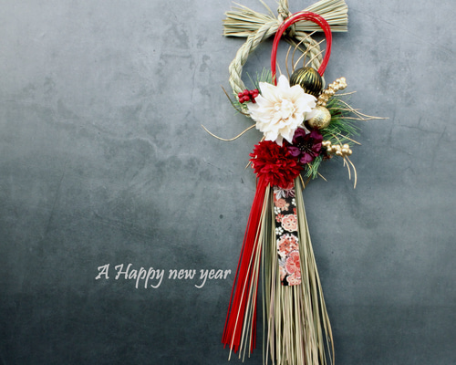 新作割引】40cm本しめ縄スタイリッシュⅢお正月しめ縄飾りリース