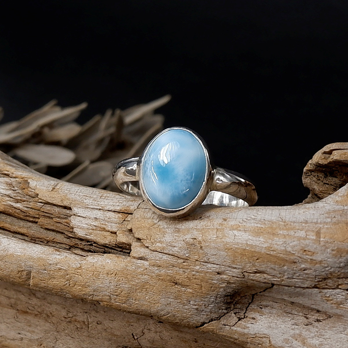 ～カリブの宝石～　ラリマーのリング　約11.5号　AAA-　天然石アクセサリー　一点もの　指輪　macari