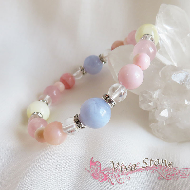 子宝・子育て・安産祈願・人間関係・癒し＊ブルーレースアゲート＊マザーオブパール＊ピンクオパール＊ブレスレット