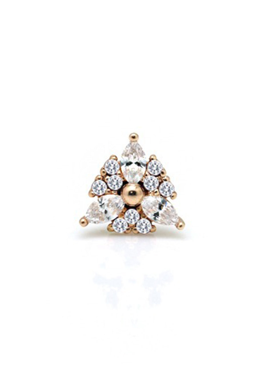 14Kゴールド cz 三角形 クラウン ヘリックス 軟骨 アンチトラガス インナーコンク イヤリング ピアス ラブレット