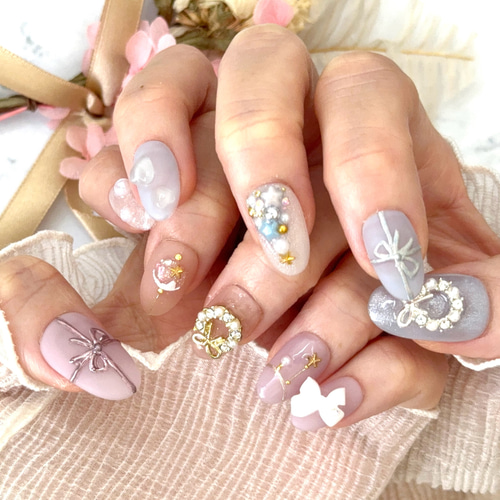 サイズオーダー】クリスマスネイルチップ/ツリーネイル/リースネイル