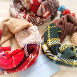 絵画なパッチワーク♥ふわふわボリュームスヌード♥ネイビー イエロー