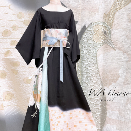 着丈120cm 孔雀優美なアクセントカラーワンピース 留袖 高級感