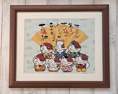色絵七福神福神祈願猫、家族そろって福招き猫 色絵七福神福神祈願猫、家族そろって福招き猫 色絵七福神福神祈願猫、家族