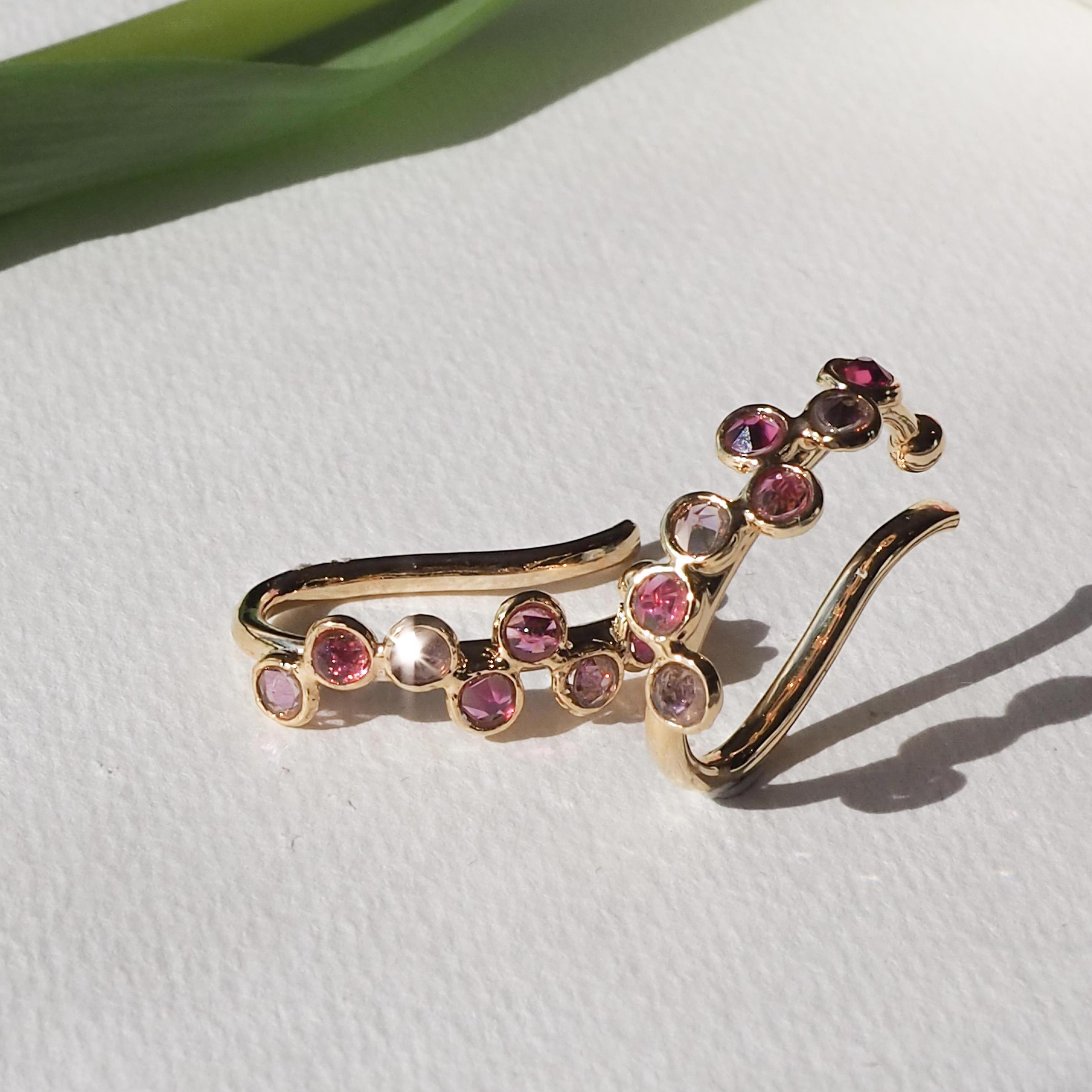 ［両耳］甘く香る　ピンク イヤーカフ