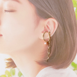 淡水パールナチュラルのイヤリングとイヤーフックのセット【Hijiri】クリスマス　ソフトフィットイヤリング　ピンク 7枚目の画像