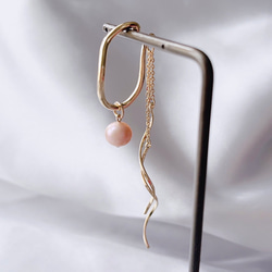 淡水パールナチュラルのイヤリングとイヤーフックのセット【Hijiri】クリスマス　ソフトフィットイヤリング　ピンク 6枚目の画像