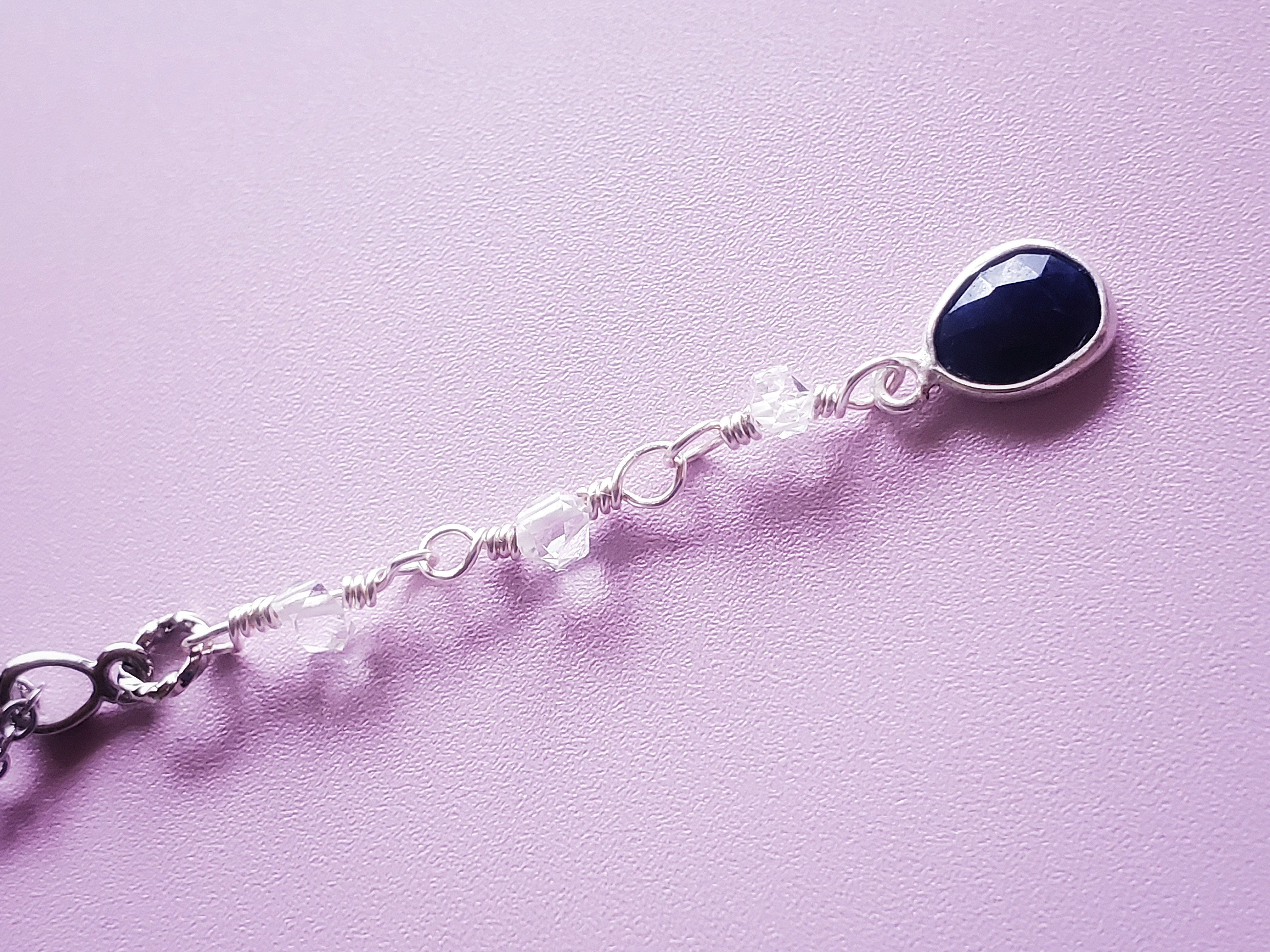 ☆１２月誕生石☆飛躍へと誘うラピスラズリとハーキマーダイヤのネックレス