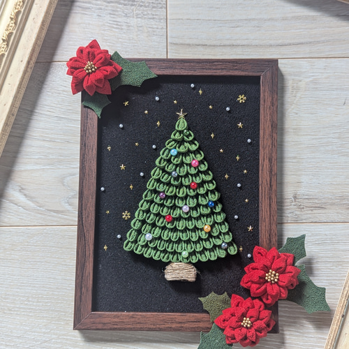 つまみ細工 クリスマス フォトフレームアレンジメント 生地 kia 通販 