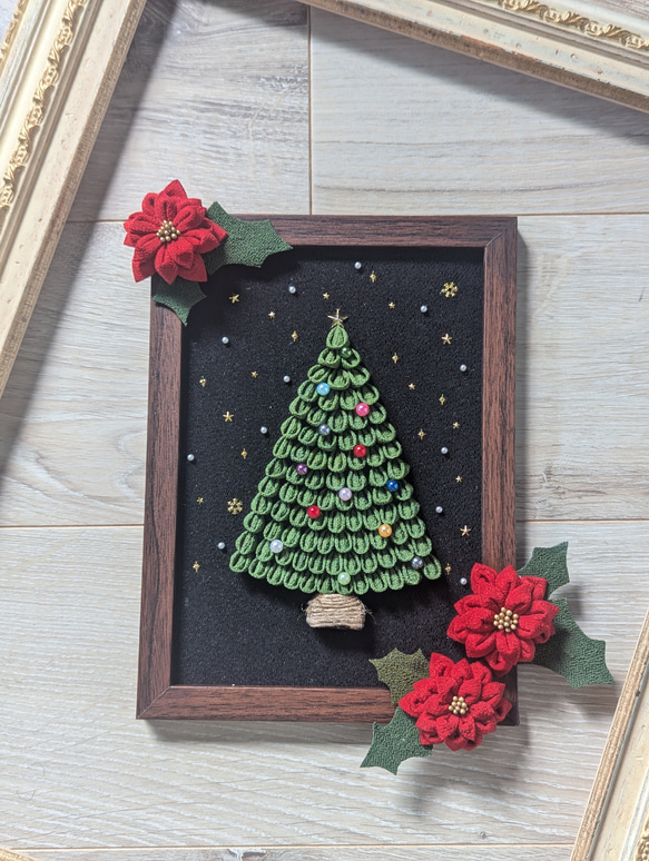 つまみ細工 クリスマス フォトフレームアレンジメント 生地 kia 通販