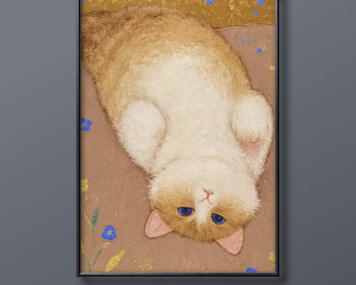 絵画。原画【椅子でぼんやりしている橘猫】