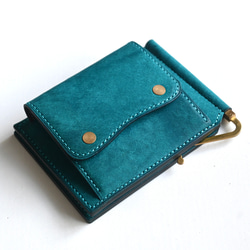 【送料無料】マヤベリーのマネークリップウォレット【ターコイズ】 マネークリップ ウォレット ターコイズブルー カウレザー（牛革