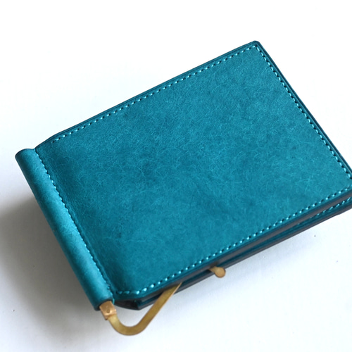 マネークリップ財布(小銭入れ付き【ターコイズ】本革 マネークリップ財布(小銭入れ付き【ターコイズ】本革