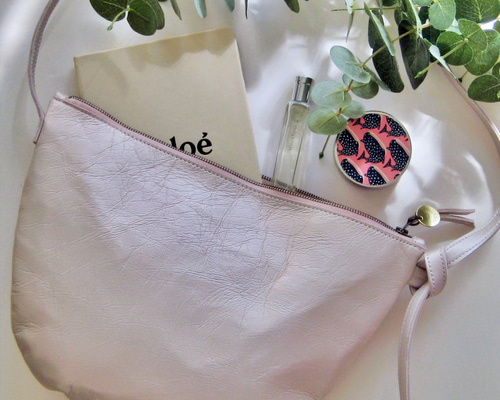 ハーフムーン ピンクゴールド 本革製 ミニショルダーバッグ ショルダー