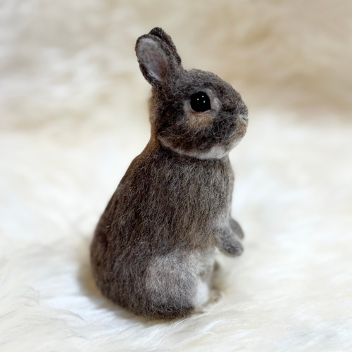 期間限定】 羊毛フェルト うさぎ ネザーランドドワーフ お座り 植毛
