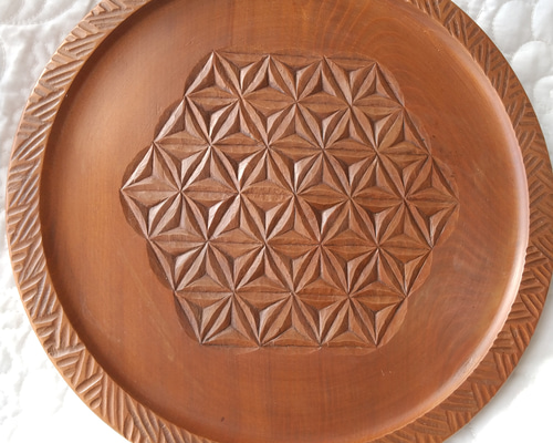 木製 お盆 トレイ 木彫り 手作り ほっこり 日常使い お盆