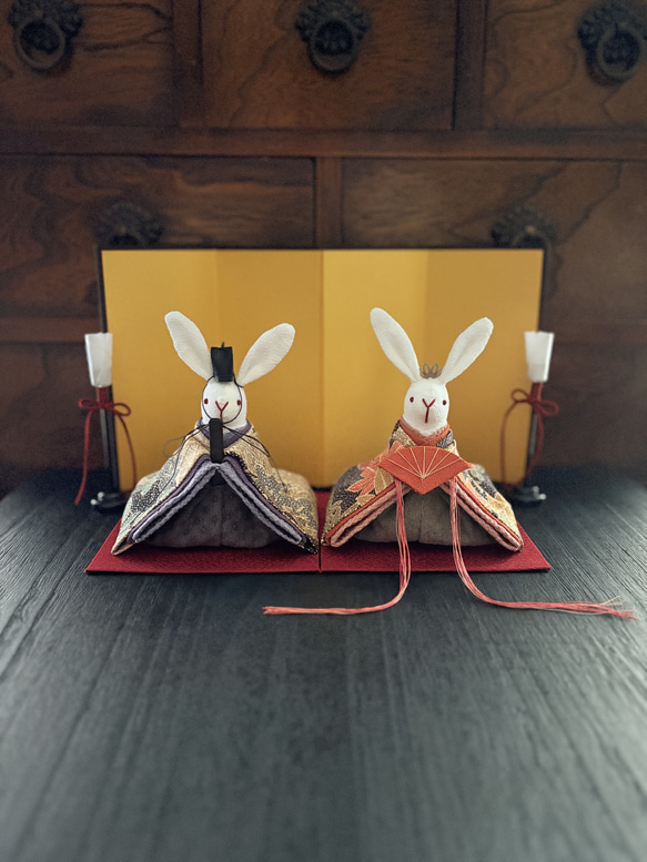 おばあちゃんのハンドメイド 着物 うさぎお姫様人形 幸せの鈴の