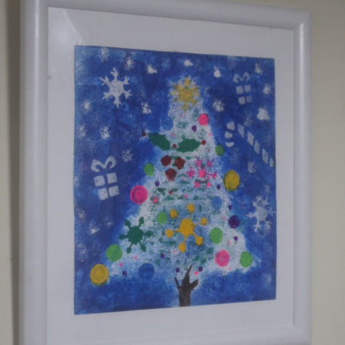 クリスマス＜アクリル画＞送料無料。壁に飾って楽しんで下さい。 絵画