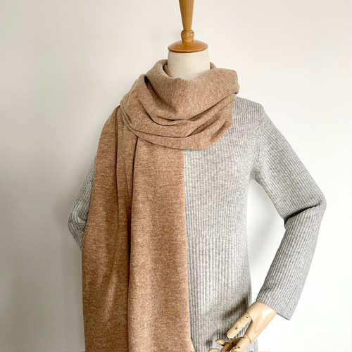 カシミヤシルクウール ニット大判ストール キャメル ストール crews