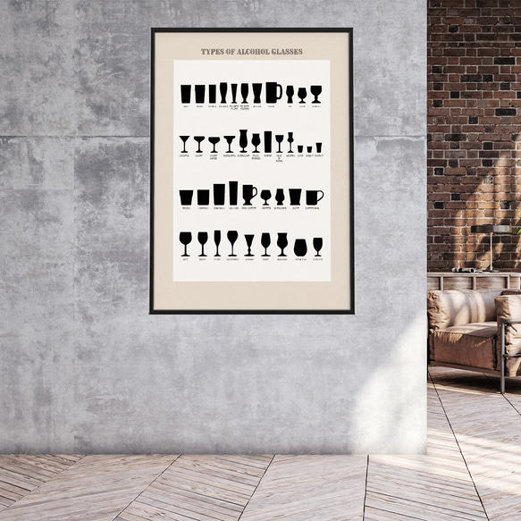 ビンテージポスター いろいろなグラス ワイングラス カクテルグラス