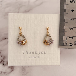 【ラメ糸の粒々シャイニーリトルティアピアスorイヤリング＊グリーン】サージカルステンレスピアス/ガラスビーズ 6枚目の画像