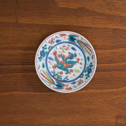 詳細不明 焼物 4号皿揃 染付瓔珞紋時代画風/青郊窯