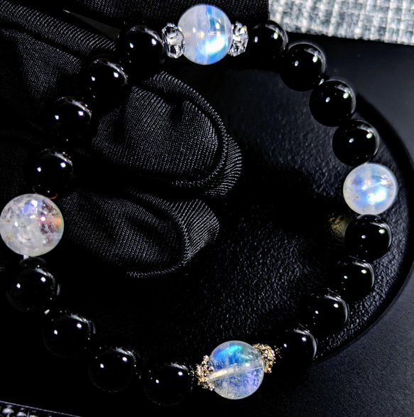 一点物✿天然美品❀9.5mmホワイトラブラドライト*レインボームーン