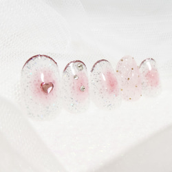 キラキラチークキルティングネイル/パステルピンク/チーク/ハート 2枚目の画像