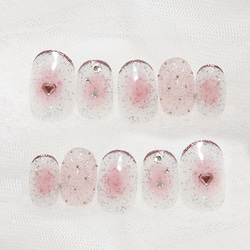 キラキラチークキルティングネイル/パステルピンク/チーク/ハート 1枚目の画像