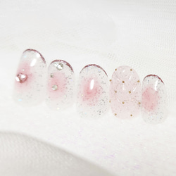 キラキラチークキルティングネイル/パステルピンク/チーク/ハート 3枚目の画像