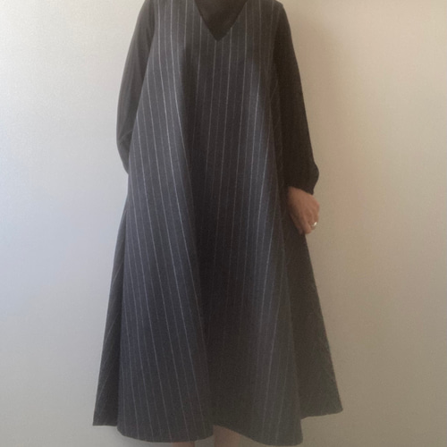 グレーと黒のストライプチュニック (オーダーメイド)