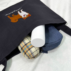 【送料無料】柴犬の刺繍  内ポケット付き キャンバス サコッシュ＜ミッドナイトブルー＞ 2枚目の画像