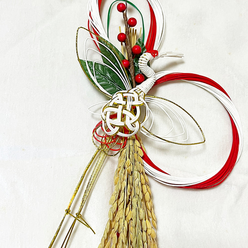 お正月2026【寿】実り多い年を願って紅白水引きの稲穂飾り 正月飾り