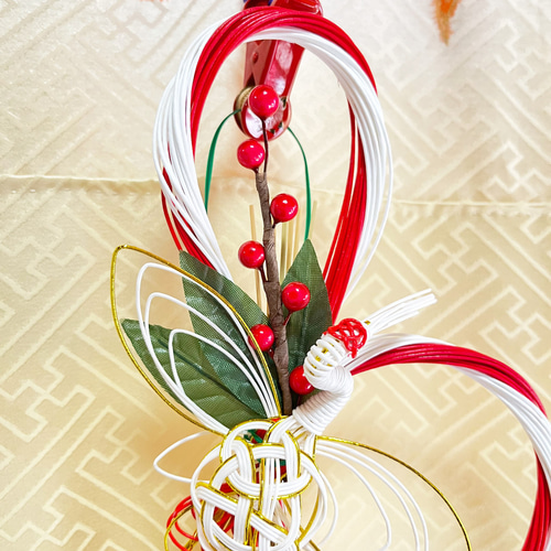 お正月2026【寿】実り多い年を願って紅白水引きの稲穂飾り 正月飾り