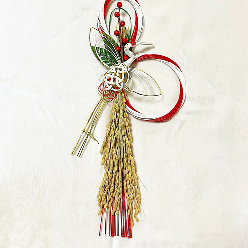 お正月2026【寿】実り多い年を願って紅白水引きの稲穂飾り 正月飾り