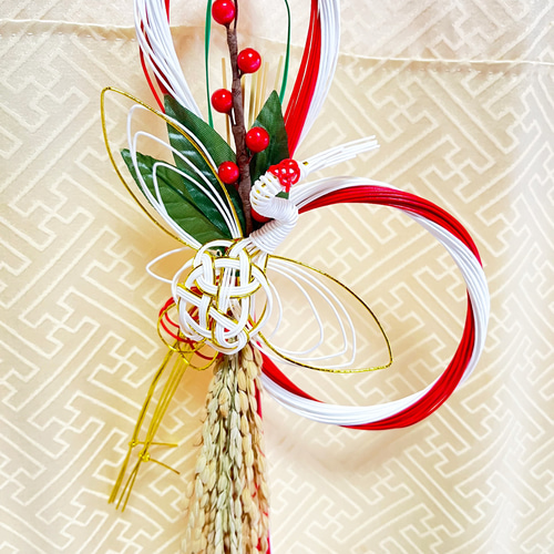 お正月2026【寿】実り多い年を願って紅白水引きの稲穂飾り 正月飾り