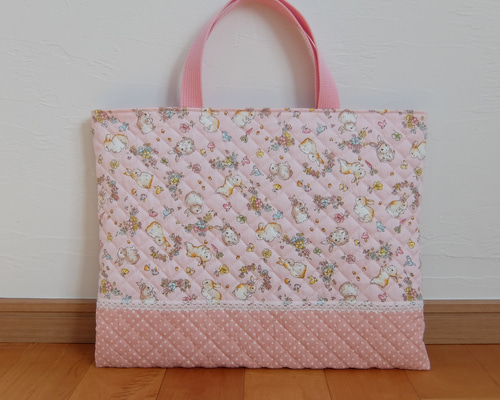 レッスンバッグ＊森のうさぎとお花＊ピンク レッスンバッグ Le Ciel