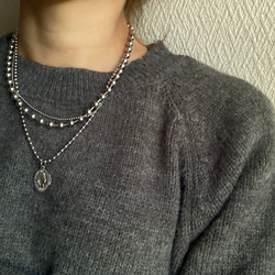 ー３連コインネックレスー　サージカルステンレス　ボールチェーン　ボールチェーンネックレス　チェーンネックレス 8枚目の画像