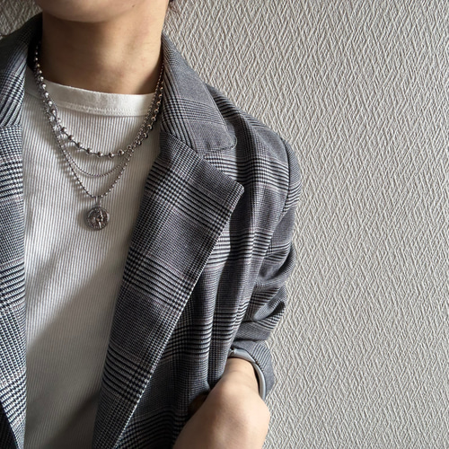 ーlayered coin necklaceー サージカルステンレス ボールチェーン