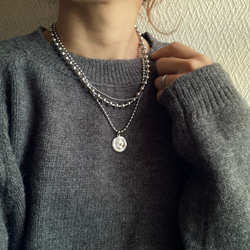 ー３連コインネックレスー　サージカルステンレス　ボールチェーン　ボールチェーンネックレス　チェーンネックレス 7枚目の画像