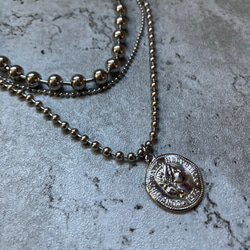 ー３連コインネックレスー　サージカルステンレス　ボールチェーン　ボールチェーンネックレス　チェーンネックレス 17枚目の画像