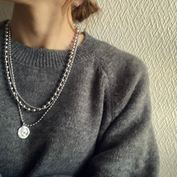 ー３連コインネックレスー　サージカルステンレス　ボールチェーン　ボールチェーンネックレス　チェーンネックレス 12枚目の画像