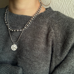 ー３連コインネックレスー　サージカルステンレス　ボールチェーン　ボールチェーンネックレス　チェーンネックレス 4枚目の画像