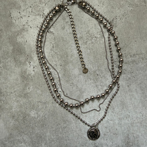 ーlayered coin necklaceー サージカルステンレス ボールチェーン