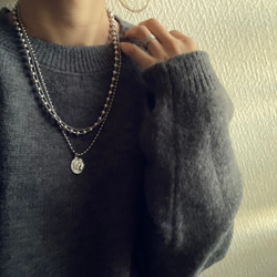 ー３連コインネックレスー　サージカルステンレス　ボールチェーン　ボールチェーンネックレス　チェーンネックレス 10枚目の画像